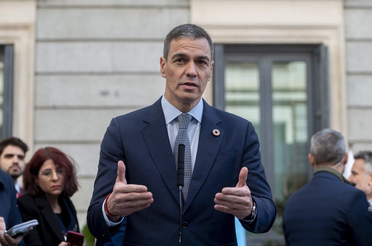 Pedro Sánchez en el acto por la Constitución en el Congreso. EP
