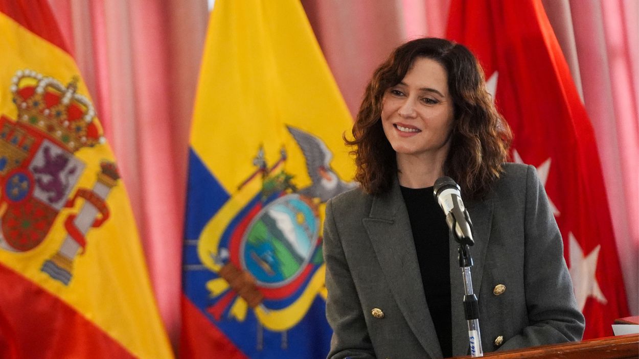 La presidenta de la Comunidad de Madrid, Isabel Díaz Ayuso, en su viaje a Ecuador. Imagen cedida por Comunidad de Madrid.